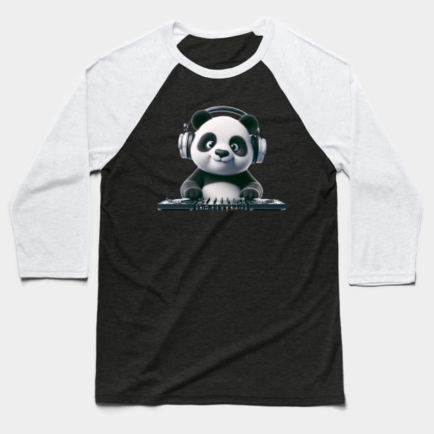 DJ Panda - Rhythm & Bamboo - Cool Musical Panda Tee Baseball T-Shirt by vk09design